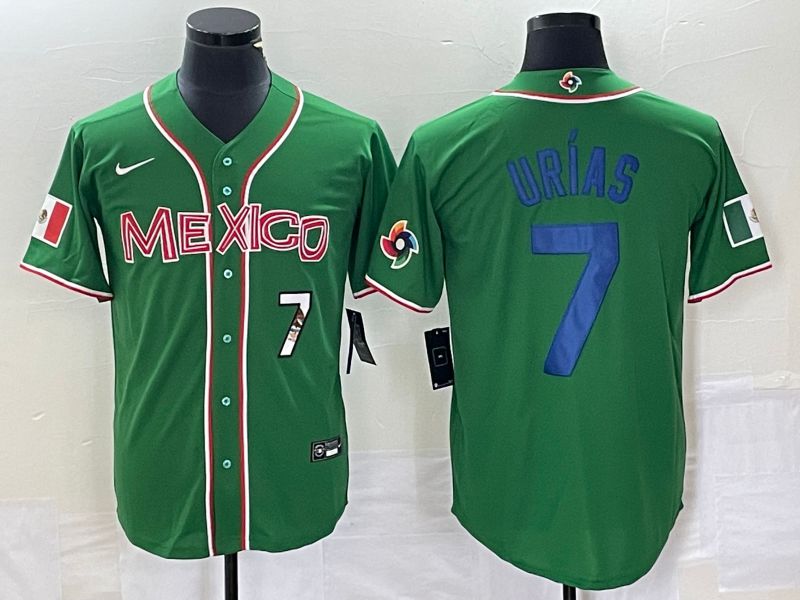 Men 2023 World Cub Mexico #7 Urias Green blue Nike MLB Jersey14